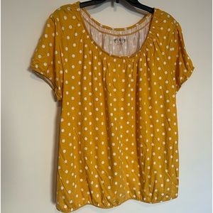 [🔆3 FOR $30🔆] Cato Yellow Polka Dot Scoop Neck Shirt 2X